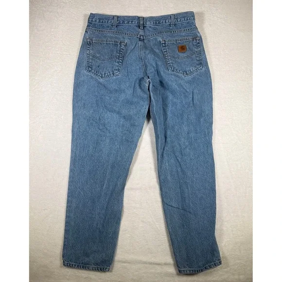 Carhartt B17 STW Mens 38x30 Relaxed Fit Straight Leg Denim Work Jeans Blue - Picture 10 of 13